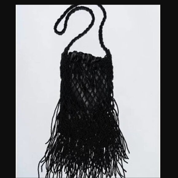 Zara Handbags - Zara BEADED SHOULDER BAG BLACK